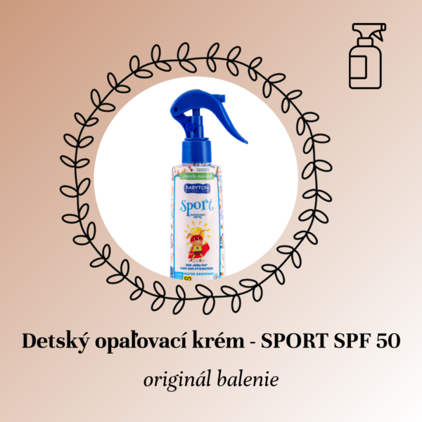 Detský opaľovací krém s minerálnym filtrom SPORT SPF 50, v spreji, 200 ml, Babyton