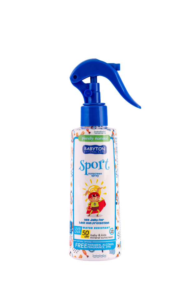 Detský opaľovací krém s minerálnym filtrom SPORT SPF 50, v spreji, 200 ml, Babyton